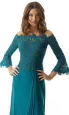 MGNY by Mori Lee 73028 - Bell Sleeve Lace Evening Dress