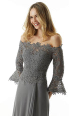 MGNY by Mori Lee 73028 - Bell Sleeve Lace Evening Dress