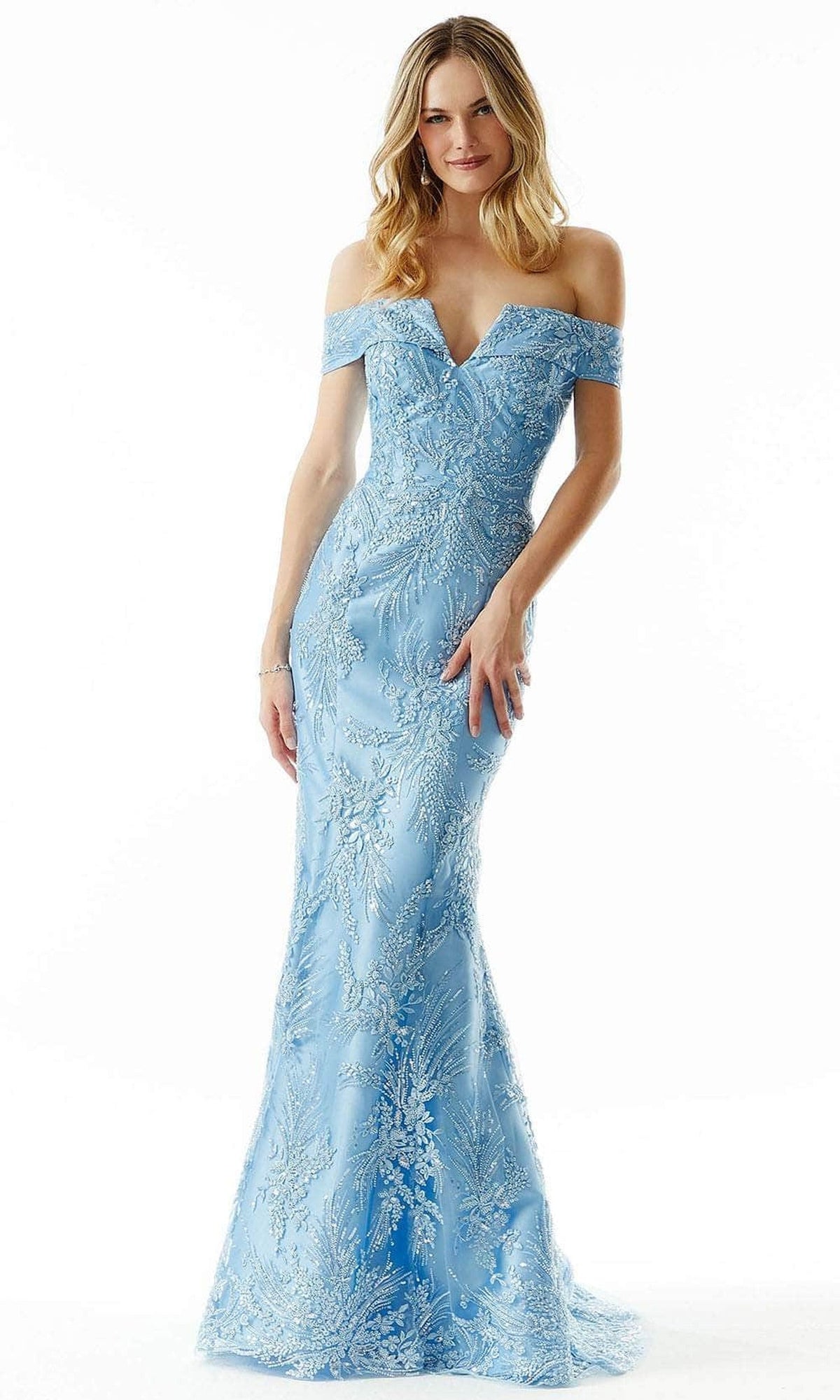 MGNY by Mori Lee 73031 - Embellished Off Shoulder Evening Dress