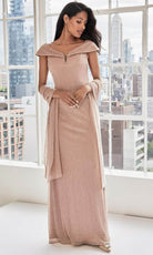 MGNY By Mori Lee 73104 - Off Shoulder Knit Evening Dress