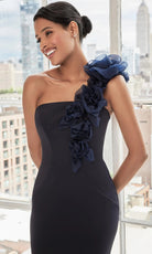 MGNY By Mori Lee 73108 - One Shoulder Floral Accent Jersey Gown
