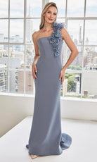 MGNY By Mori Lee 73108 - One Shoulder Floral Accent Jersey Gown