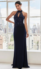 MGNY By Mori Lee 73109 - Halter Neck Beaded Embroidered Gown