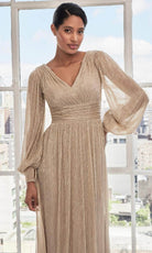 MGNY By Mori Lee 73111 - Bishop Sleeve Ruched Evening Dress