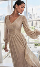 MGNY By Mori Lee 73111 - Bishop Sleeve Ruched Evening Dress