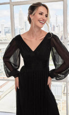 MGNY By Mori Lee 73111 - Bishop Sleeve Ruched Evening Dress