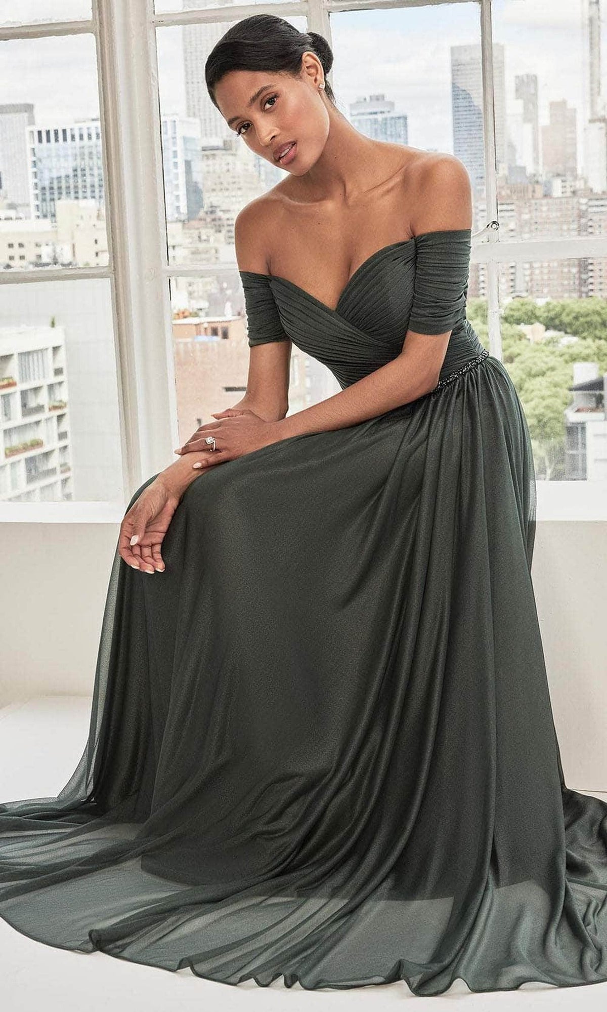 MGNY By Mori Lee 73113 - Beaded Trim Evening Dress