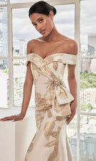 MGNY By Mori Lee 73115 - Off Shoulder Print Evening Dress