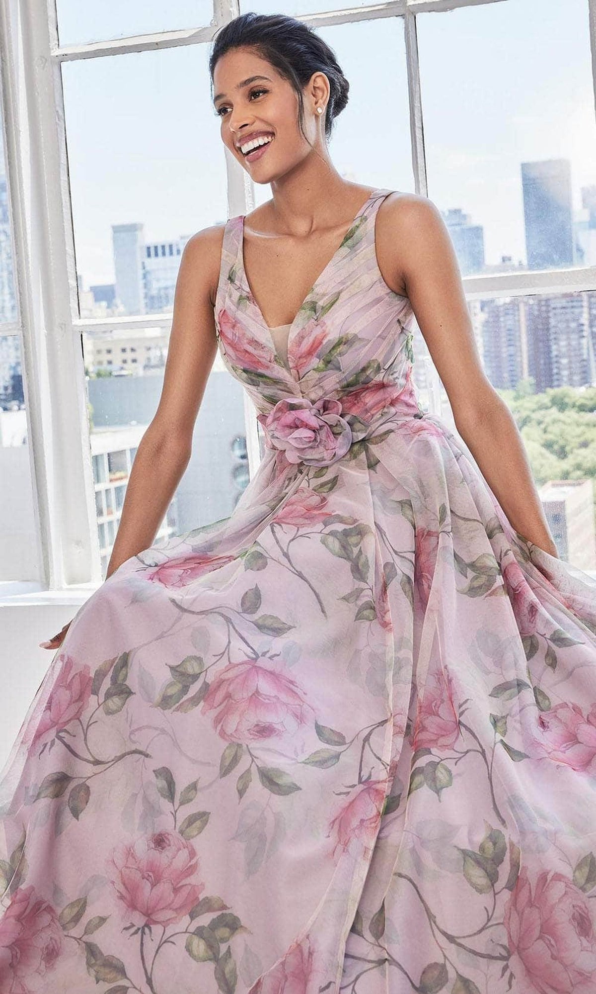 MGNY By Mori Lee 73122 - Rosette Waist Evening Dress