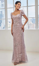 MGNY By Mori Lee 73128 - Sweetheart Short Sleeve Gown with Overskirt