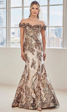 MGNY By Mori Lee 73130 - Mermaid Off Shoulder Jacquard Gown