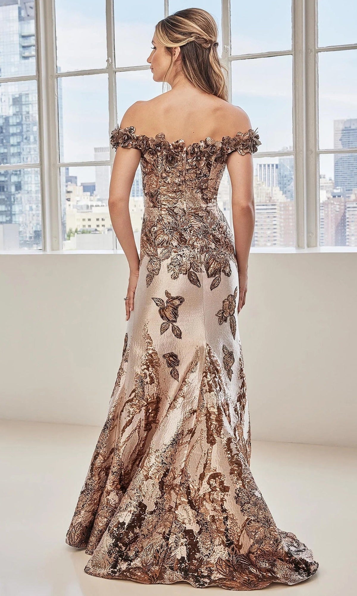 MGNY By Mori Lee 73130 - Mermaid Off Shoulder Jacquard Gown