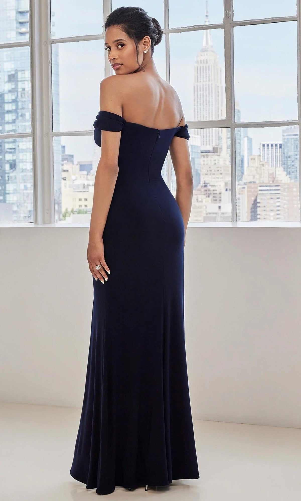 MGNY By Mori Lee 73134 - Ruched Bodice Off Shoulder Mesh Gown