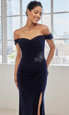 MGNY By Mori Lee 73134 - Ruched Bodice Off Shoulder Mesh Gown