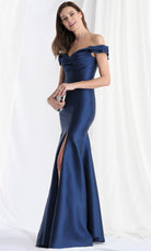 MGNY By Mori Lee 73150 - Off Shoulder Mikado Slit Gown