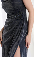 MGNY By Mori Lee 73152 - Off Shoulder Shimmer Jersey Gown with Slit