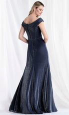 MGNY By Mori Lee 73152 - Off Shoulder Shimmer Jersey Gown with Slit