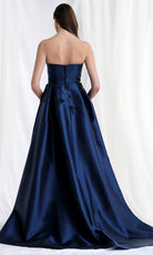 MGNY By Mori Lee 73155 - Mikado Strapless Gown with Floral Appliques