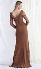 MGNY By Mori Lee 73156 - Beaded Sheer Sleeve Gown with Slit