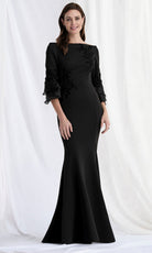 MGNY By Mori Lee 73157 - Floral Embroidered Three-Quarter Sleeve Gown