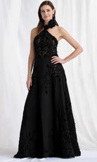 MGNY By Mori Lee 73159 - Embroidered Lace Halter Evening Gown