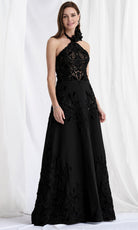 MGNY By Mori Lee 73159 - Embroidered Lace Halter Evening Gown