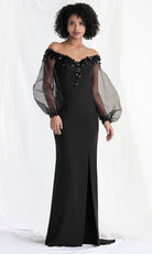 MGNY By Mori Lee 73162 - Organza Blouson Sleeve Off Shoulder Gown
