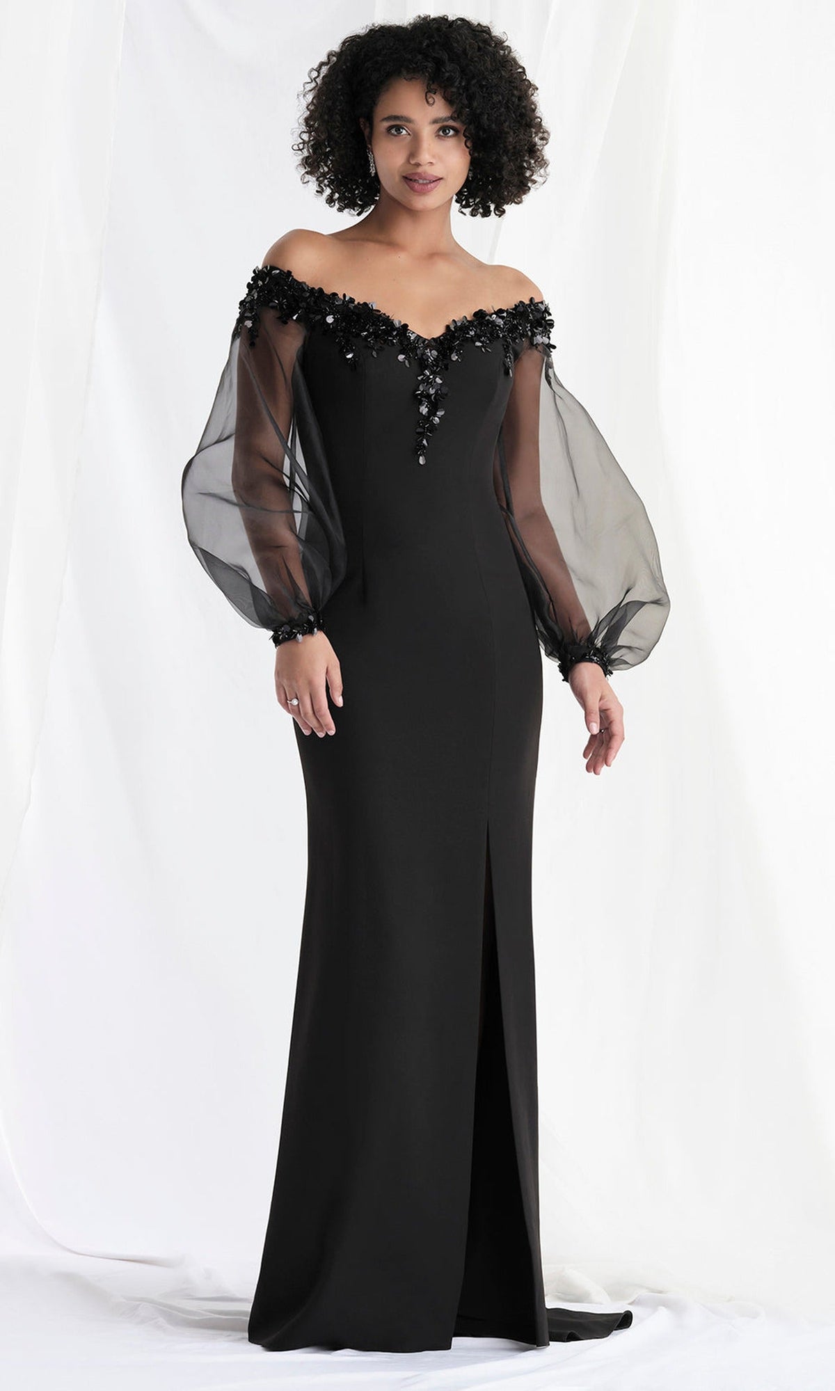 MGNY By Mori Lee 73162 - Organza Blouson Sleeve Off Shoulder Gown