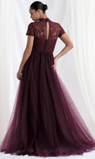 MGNY By Mori Lee 73164 - High Neck Lace Gown with Tulle Overskirt