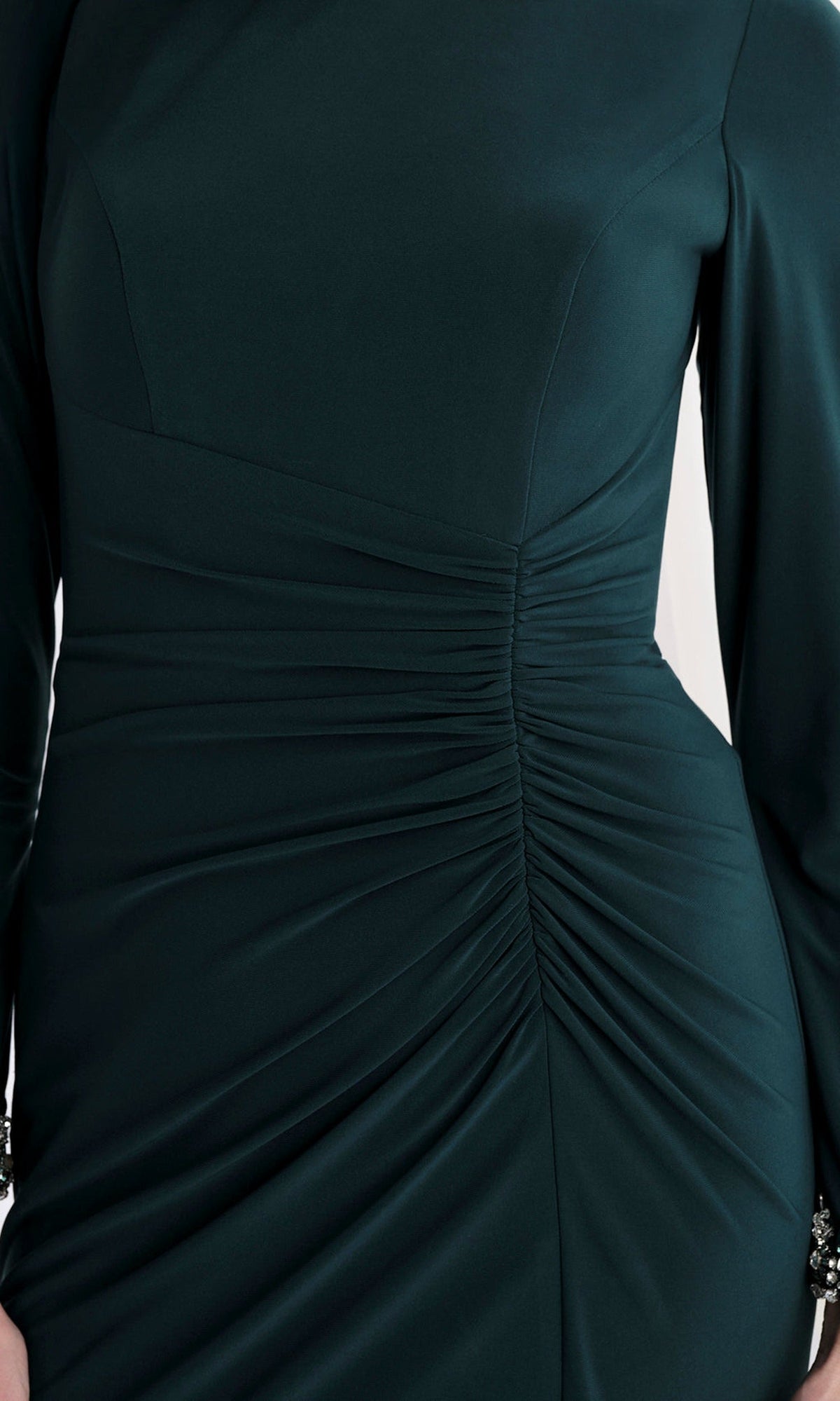 MGNY By Mori Lee 73166 - Beaded Long Sleeve Jersey Gown