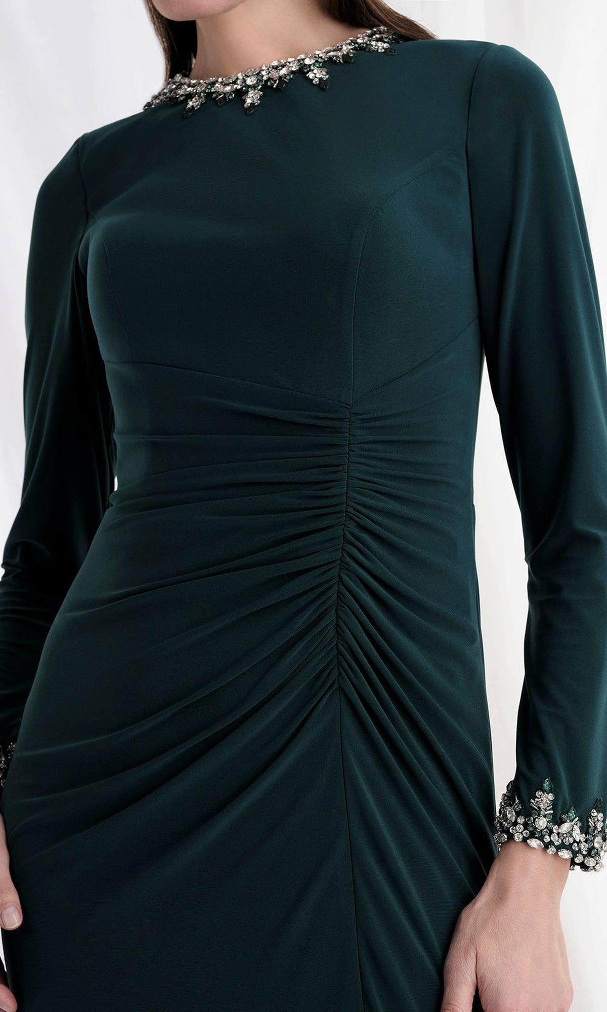 MGNY By Mori Lee 73166 - Beaded Long Sleeve Jersey Gown
