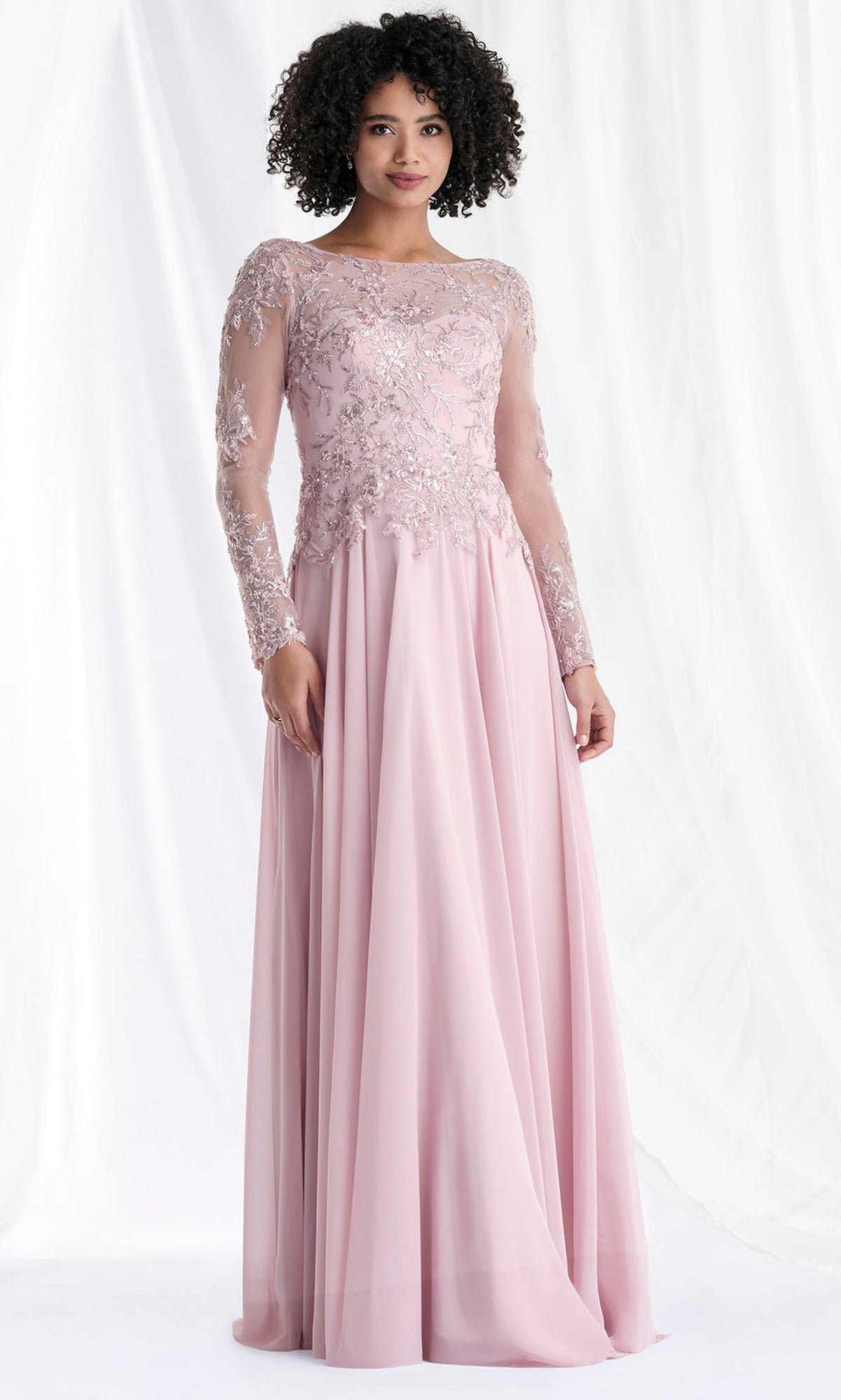 MGNY By Mori Lee 73169 - Illusion Bateau Long A-Line Gown