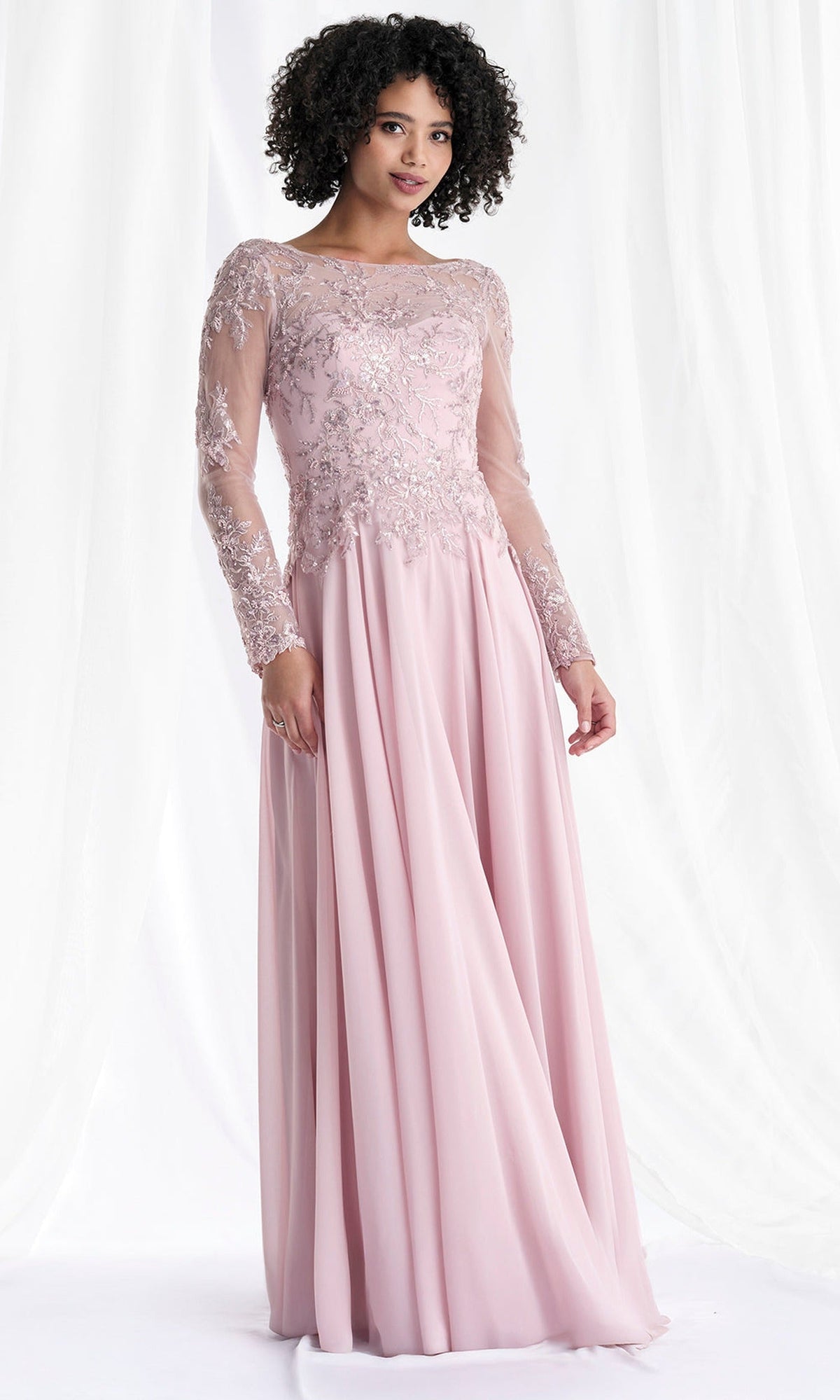 MGNY By Mori Lee 73169 - Illusion Bateau Long A-Line Gown