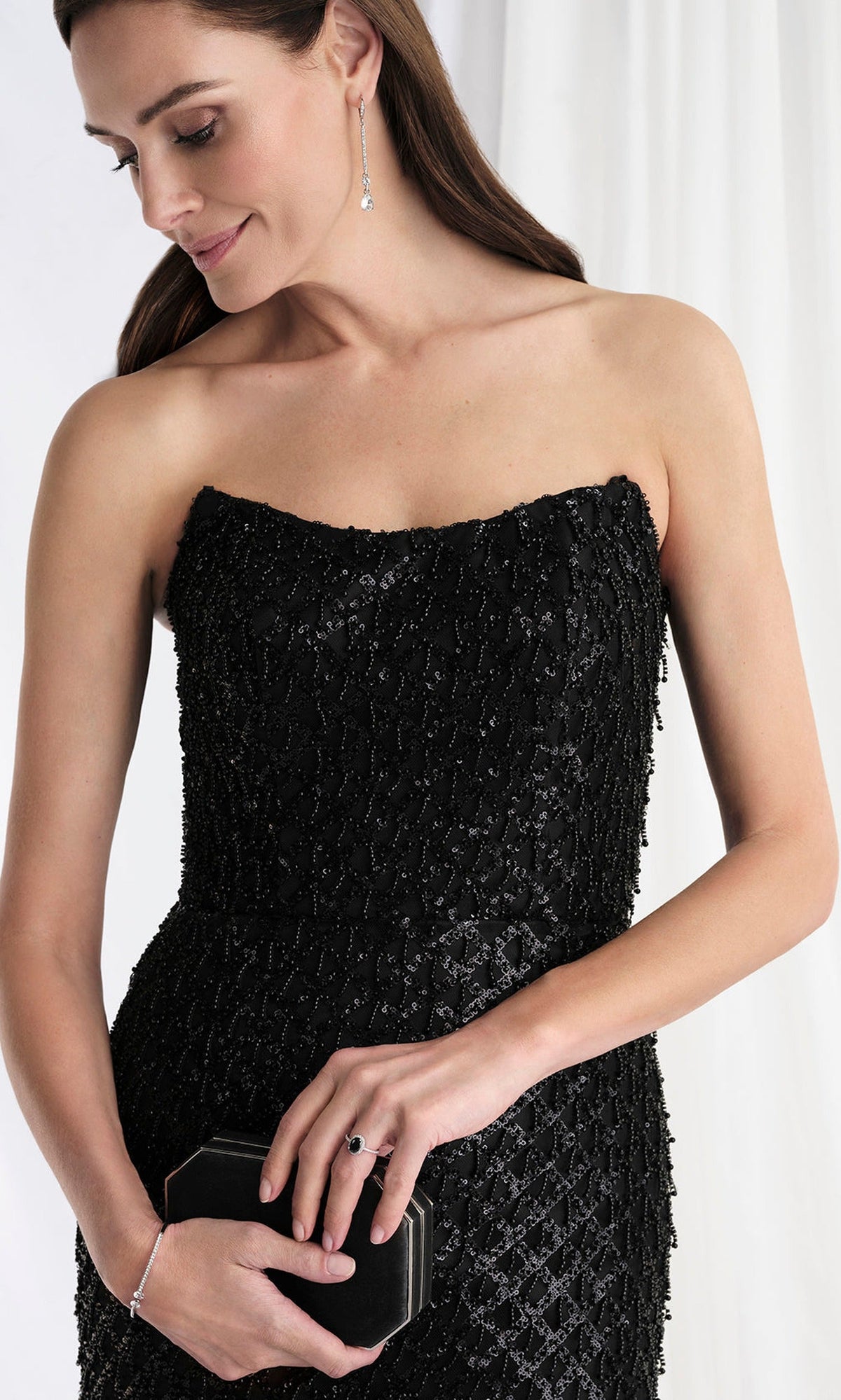 MGNY By Mori Lee 73170 - Strapless Beaded Fringe Formal Gown