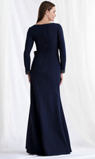 MGNY By Mori Lee 73172 - V-Neck Long Sleeve Gown with Bow Accent