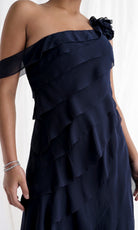 MGNY By Mori Lee 73173 - One Shoulder Tiered Chiffon Gown