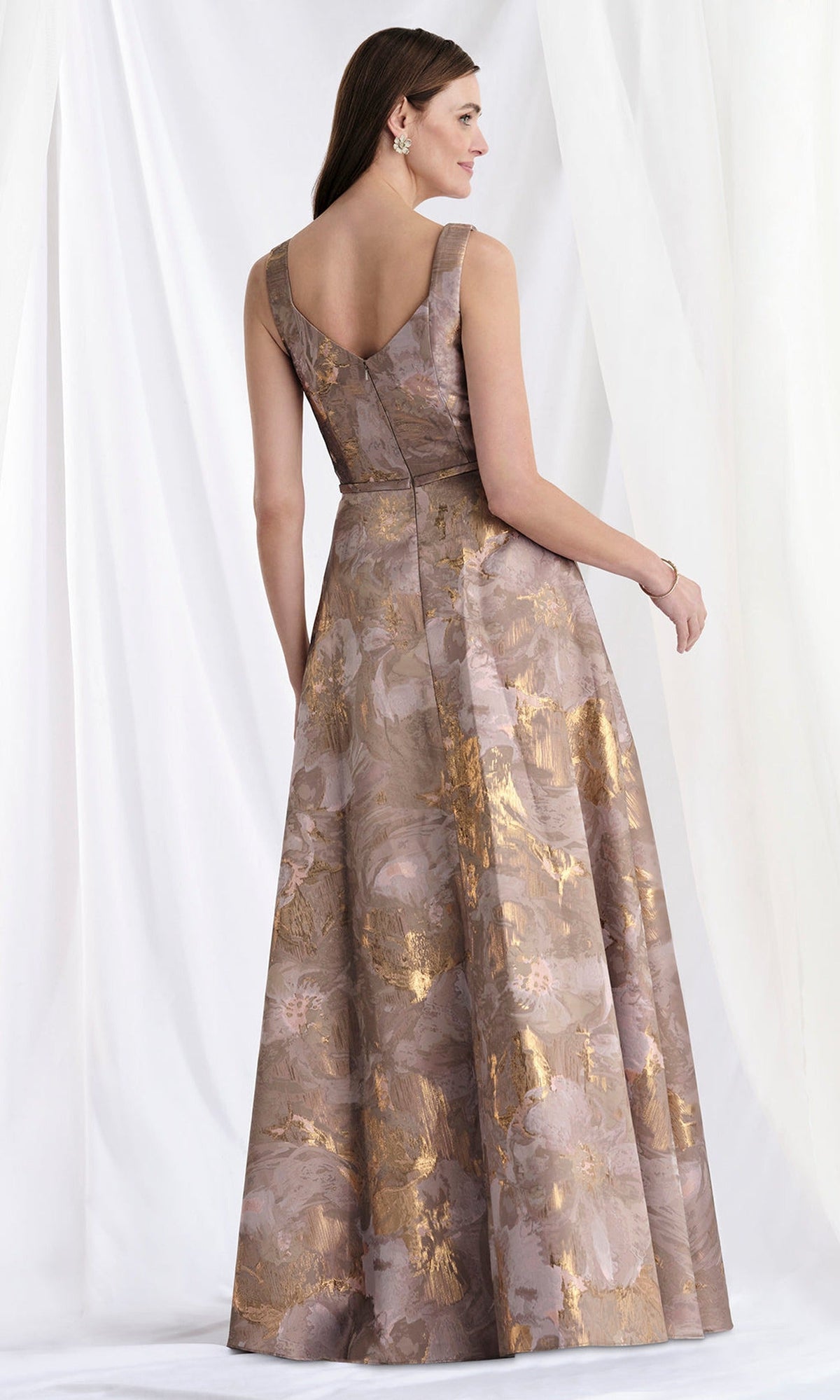 MGNY By Mori Lee 73174 - Brocade Square Neck Evening Gown