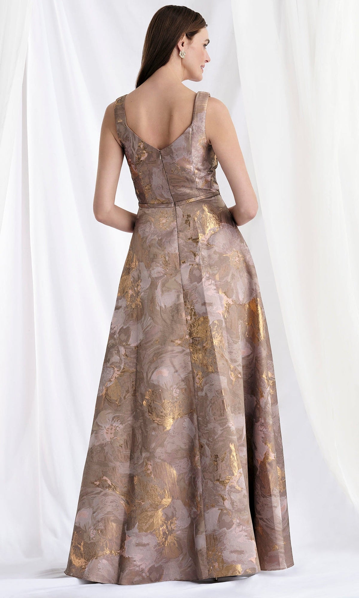 MGNY By Mori Lee 73174 - Brocade Square Neck Evening Gown