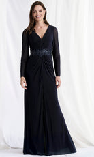 MGNY By Mori Lee 73175 - Surplice V-Neck Gown with Mesh Sleeves