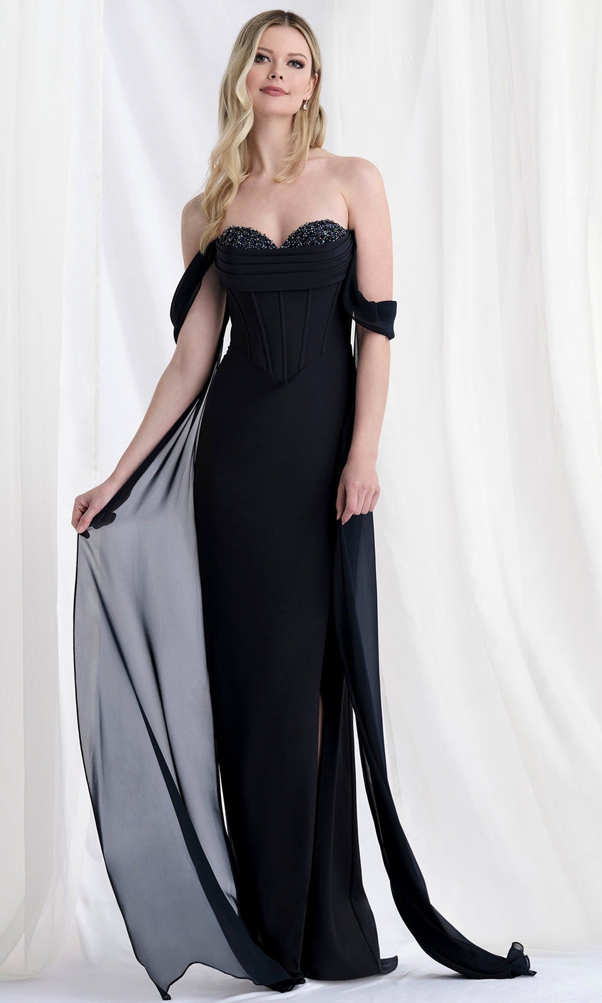 MGNY By Mori Lee 73176 - Sweetheart Off Shoulder Gown with Slit