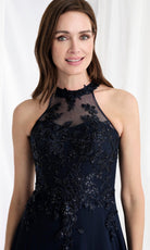 MGNY By Mori Lee 73177 - Illusion Halter Embroidered Long Gown