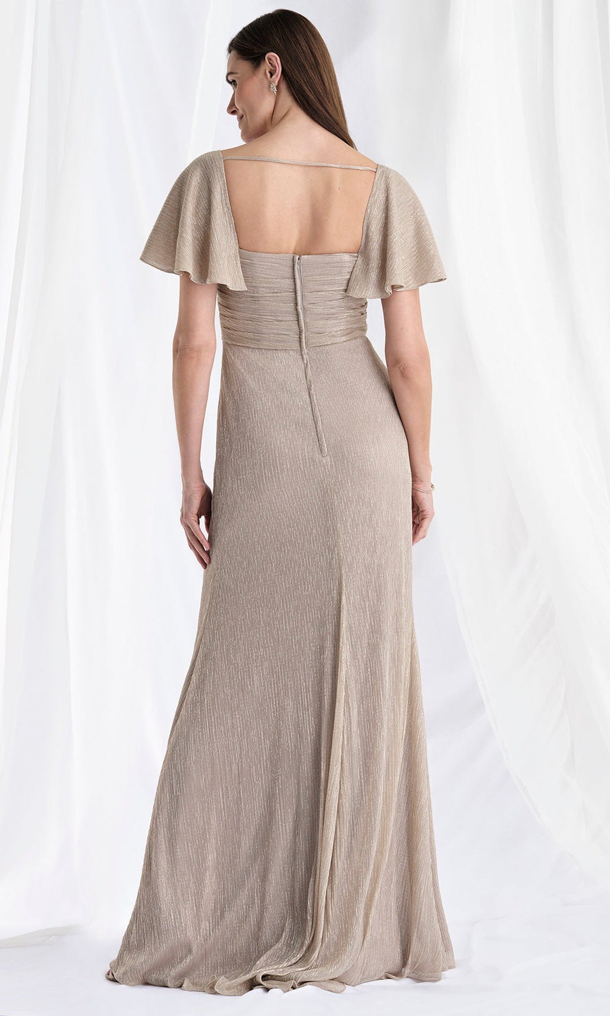 MGNY By Mori Lee 73178 - Flutter Sleeve Metallic A-Line Gown