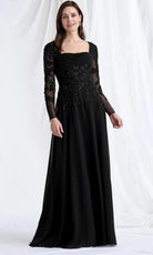 MGNY By Mori Lee 73185 - Beaded Applique Long Sleeve Formal Gown