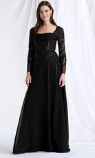 MGNY By Mori Lee 73185 - Beaded Applique Long Sleeve Formal Gown
