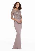 MGNY By Mori Lee - Embroidered Bateau Jersey Evening Gown 72020SC