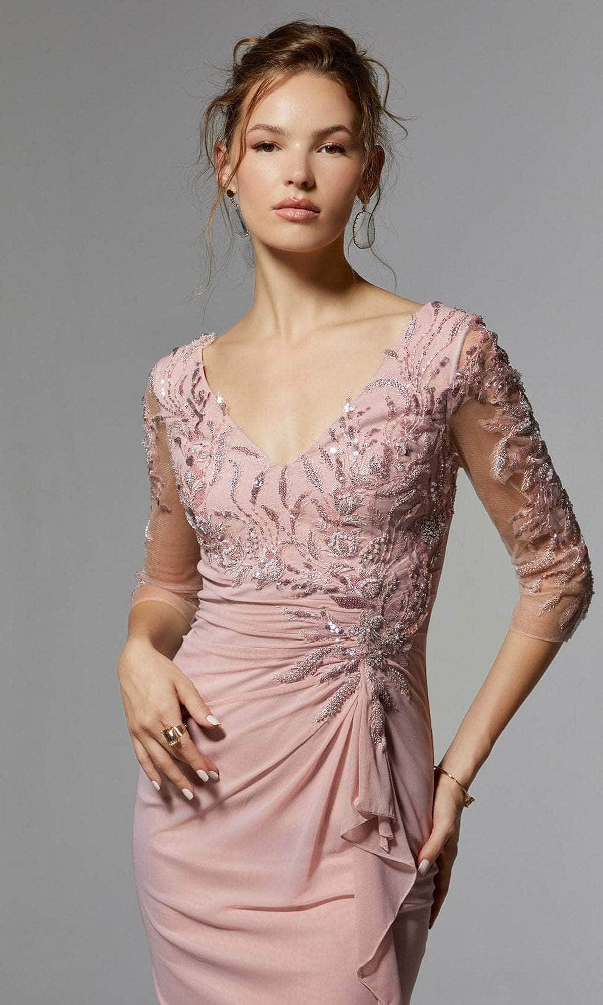 Mori Lee 72909 - MGNY By Mori Lee - Metallic Embroidered Evening Gown
