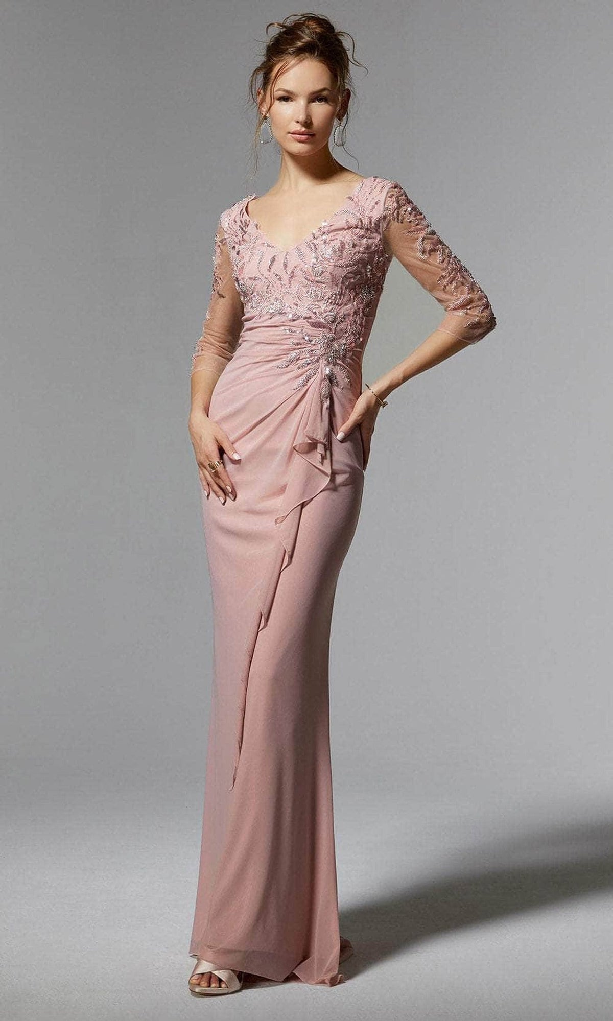 Mori Lee 72909 - MGNY By Mori Lee - Metallic Embroidered Evening Gown