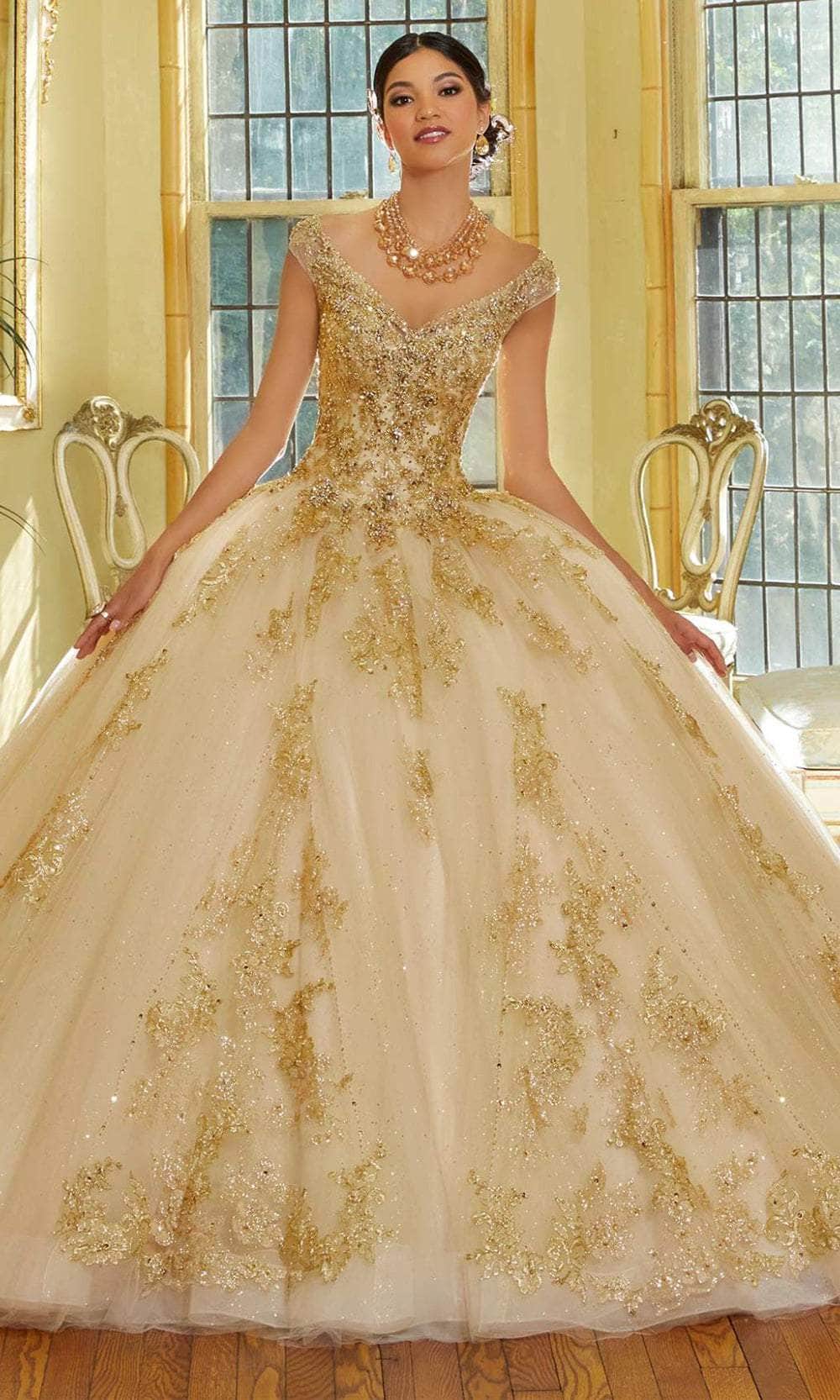 Mori Lee 34064 - Off Shoulder Neck Quinceanera Ballgown - designer quinceanera gown at Silhouette Dresses