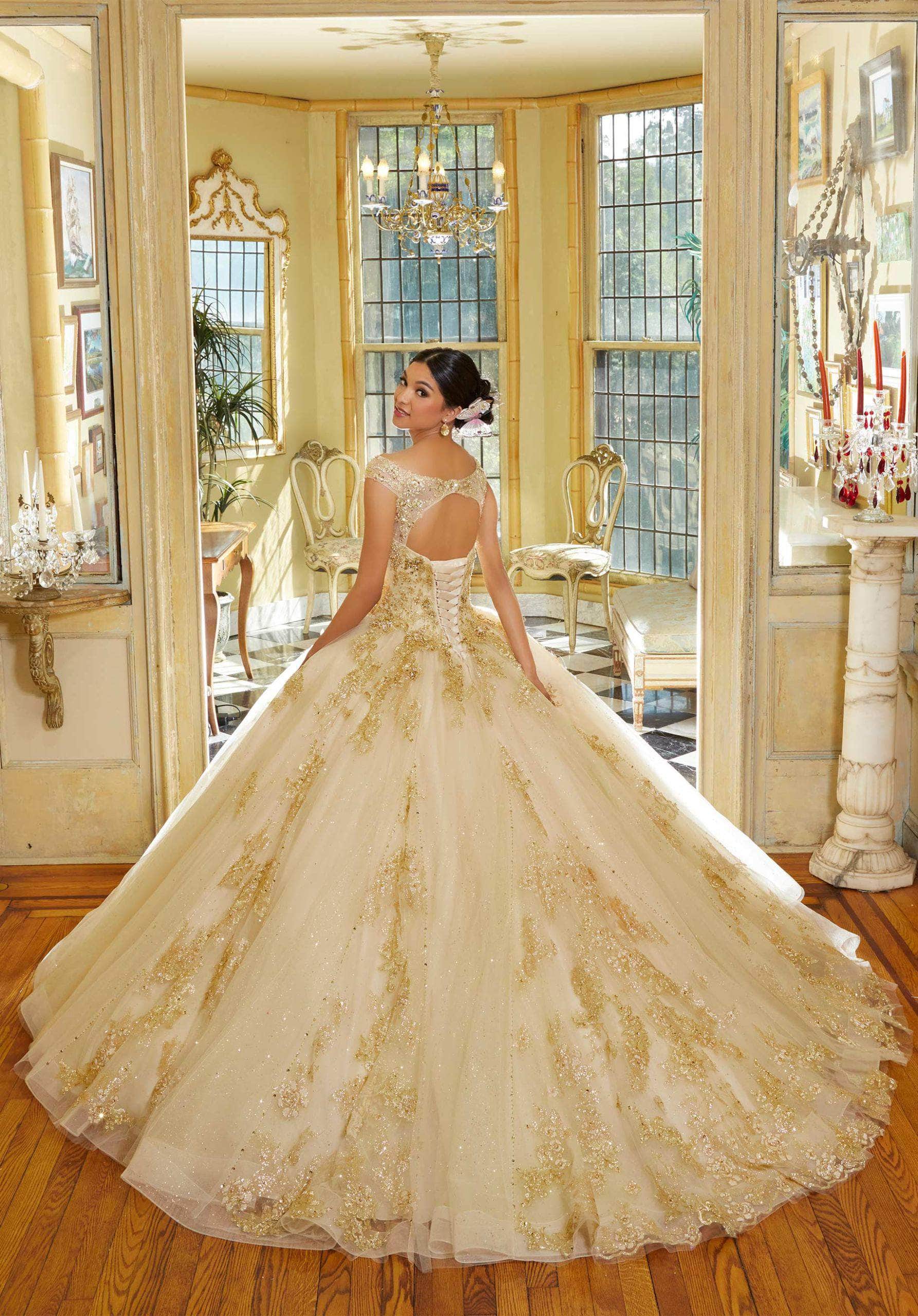 Mori Lee 34064 - Off Shoulder Neck Quinceanera Ballgown - back view