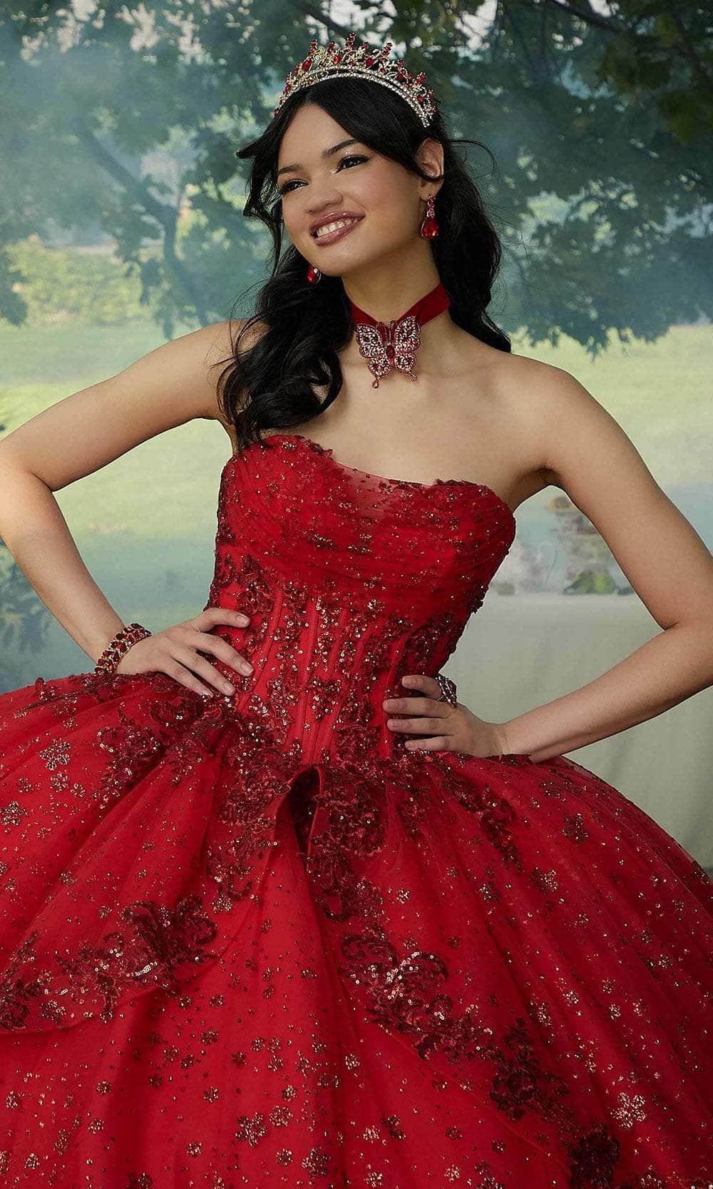 Mori Lee 34103 - Rhinestones Trim Tulle Ballgown - back view